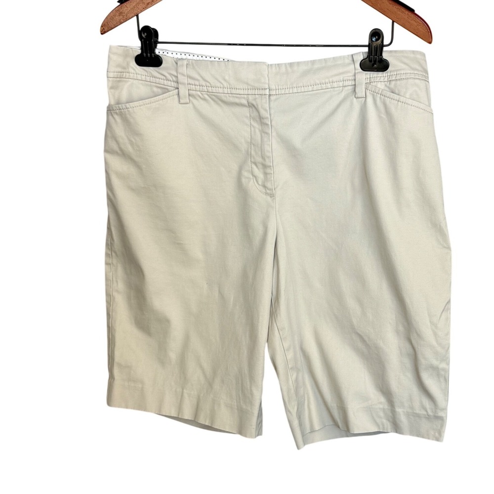 Talbots Perfect Short Womens 12 Beige Cotton Stretch 10.5 Inseam Chino Khaki